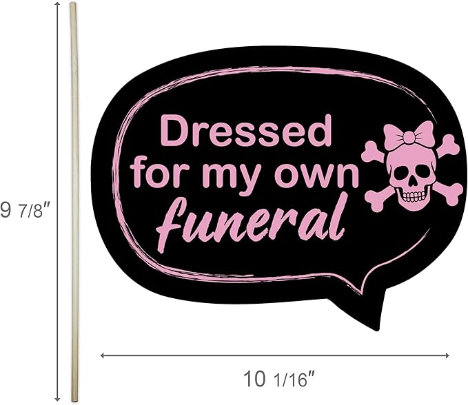 Emo Party Photo Booth Props – 12 Black and Pink Signs for Birthday, Concert, Halloween, and Emo Party Decorations