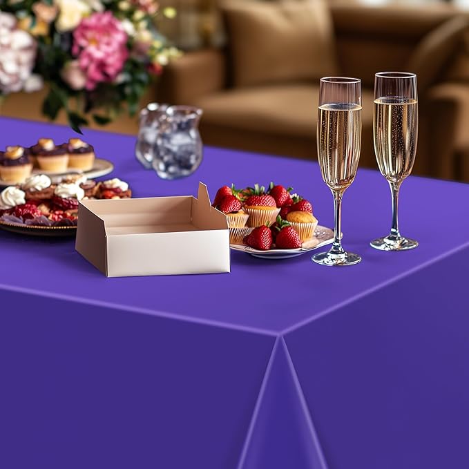 12 Pieces Purple Series Rectangle Tablecloth, 54x72" Solid Color Waterproof & Spillproof Disposable Plastic Table Cover, Durable Party Tablecloth for Dining, Buffet, Picnic, Outdoor Events
