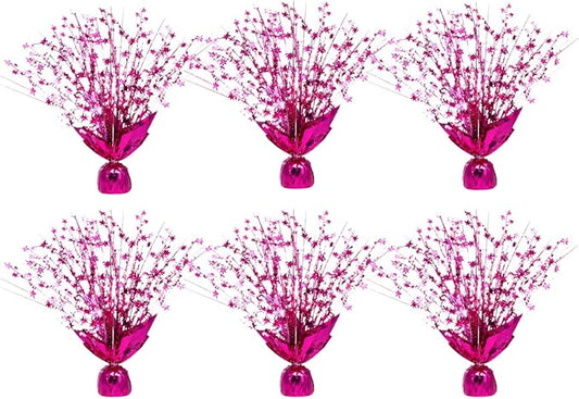 6 Pack Metallic Foil Spray Centerpiece Stars for Wedding, Birthday, Anniversary, Christmas Table Decor, Holiday Festival Baby Shower Graduation Mantle Party Decorations (Rose Red)