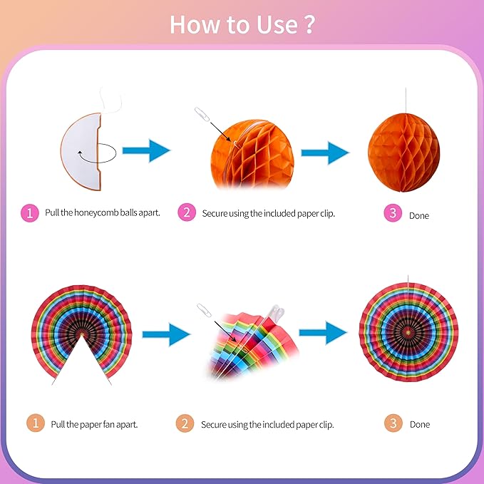 Rainbow Birthday Party Decorations Kit, 16 PCS Colorful Happy Birthday Banner with Foil Fringe Curtain, Paper Fans, Honeycomb Balls and Circle Dots Garland, Photo Backdrop Birthday Party Decor Baby Shower for Girls Boys Women
