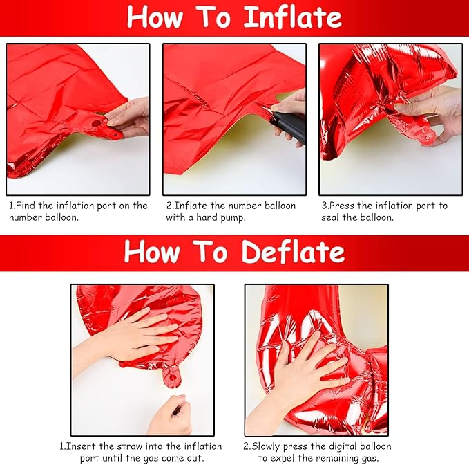 40" Red Number 0 Balloon for Girls, Large Self Inflating Helium Foil Number Balloons Set 0-9 for Women Men Boys Birthday Anniversary Wedding New Year Baby Shower Christmas Party Decorations Supplies