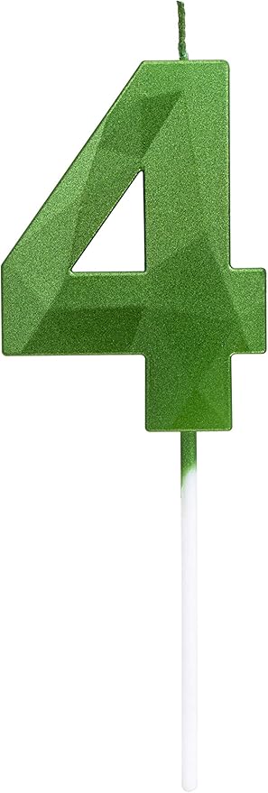Green Happy Birthday Cake Candles,Wedding Cake Number Candles,3D Design Cake Topper Decoration for Party (Green Number 4)