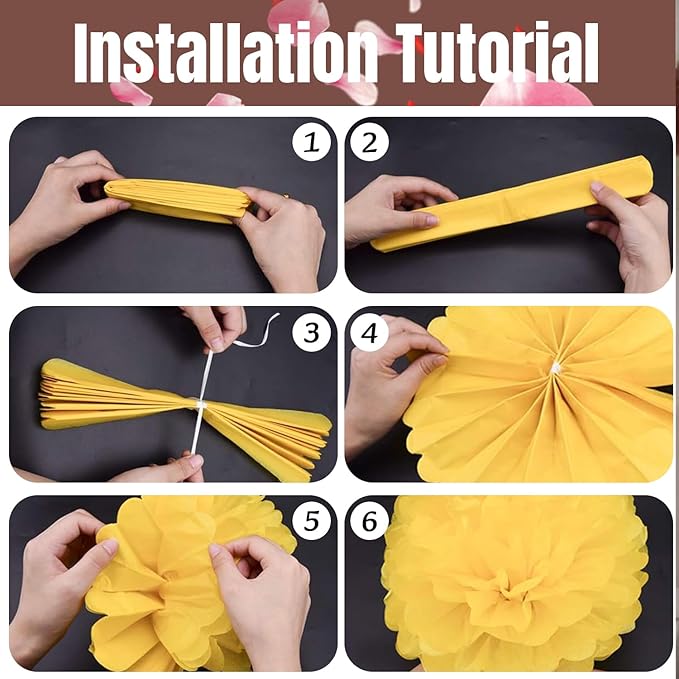 Qimoo 20pcs Coffee Paper Pom Poms Decorations, DIY Decorative Tissue Paper Pom-poms Flowers Ball for Party Wedding Outdoor Decoration