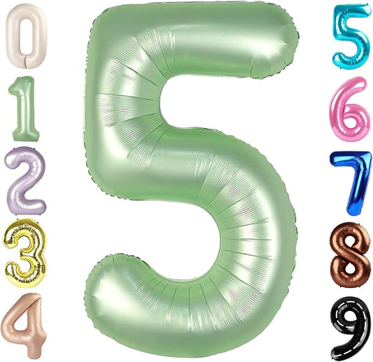 Balloon Numbers 40 Inch 5 Ballon for 5th Birthday Decorations, 15 25 35 50 Big Olive Green Number Balloons for Wedding Photo Shoot Party Decor