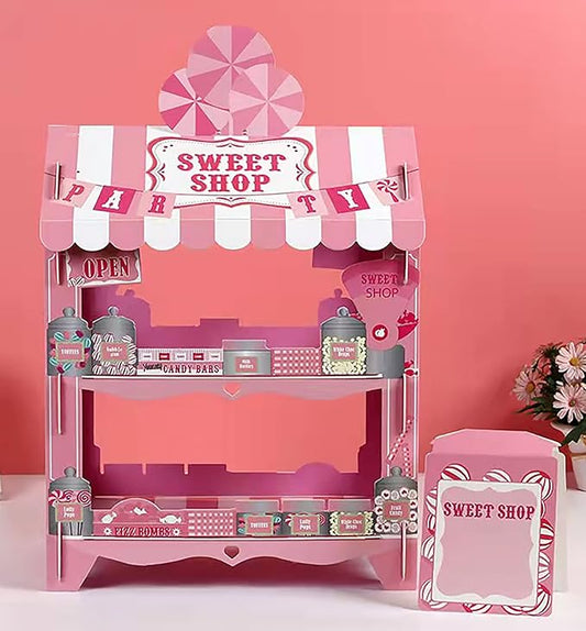 YONDMMIY 3 Tier Cupcake Stand Ice Cream Van Stand Cars Display Stand Bus Cupcake Cake Stand Truck Paper Cupcake Holder for Kids Birthday Party Decorations (Pink House)