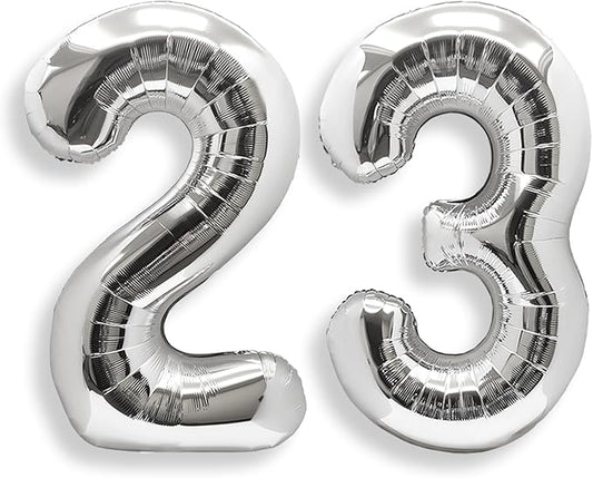 AULE 40 Inch Large 23 Balloon Numbers Silver, Big Foil Number Balloons, Giant Helium Happy 23th Birthday Party Decorations for Man and Women, Huge Mylar Anniversary Party Supplies