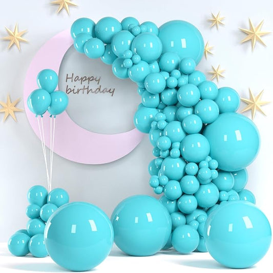 Teal Blue Balloons, 140pcs 18 12 10 5 Inch Different Sizes Pack Party Latex Balloons for Birthday Halloween Holiday Balloon Garland as Party Decorations