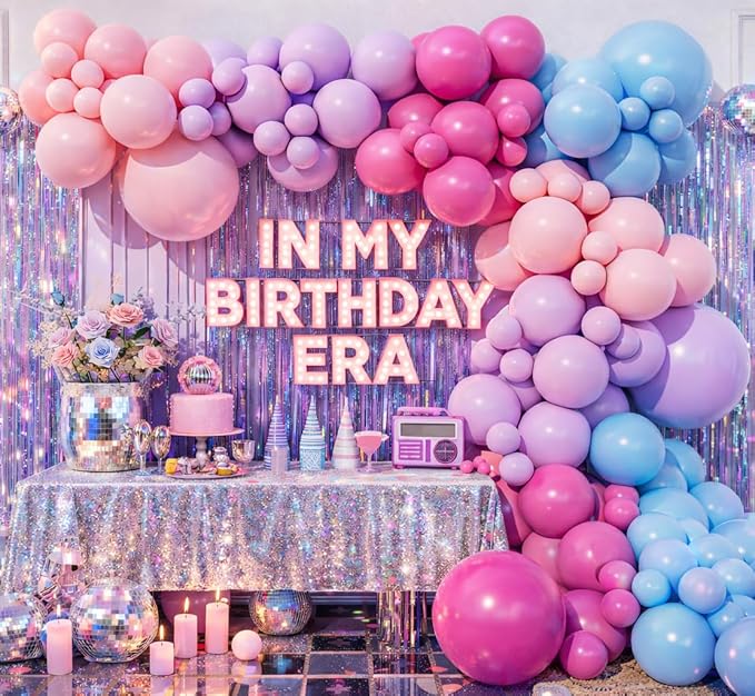 Pastel In My Birthday Era Balloon Arch Garland Kit Pink Blue Purple Balloons for She Found Her Lover Girl Retro Girls Main Character Birthday Swiftie Party Decoration (Pink Blue Purple)