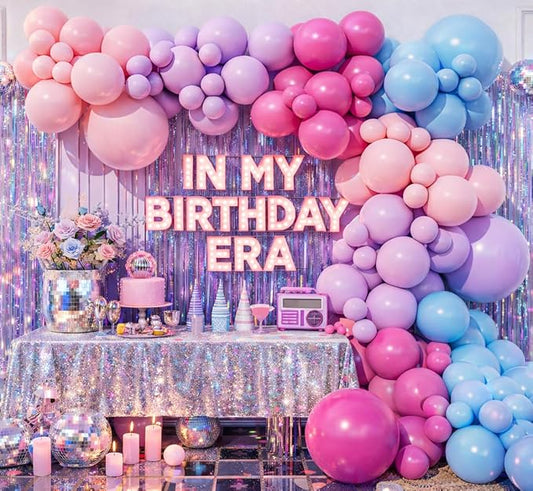 Pastel In My Birthday Era Balloon Arch Garland Kit Pink Blue Purple Balloons for She Found Her Lover Girl Retro Girls Main Character Birthday Swiftie Party Decoration (Pink Blue Purple)