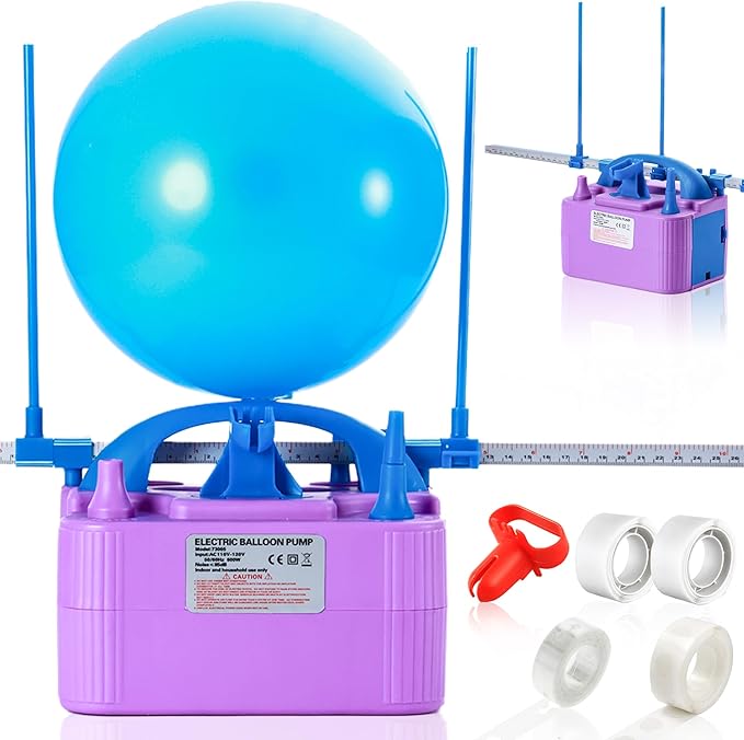 Party Zealot Electric Balloon Inflator Dual Nozzles with Balloon Sizer Air Pump US Standard Plug for Arch, Column Stand, Birthday, Wedding, Christmas, Graduation Party, and Party Decorations