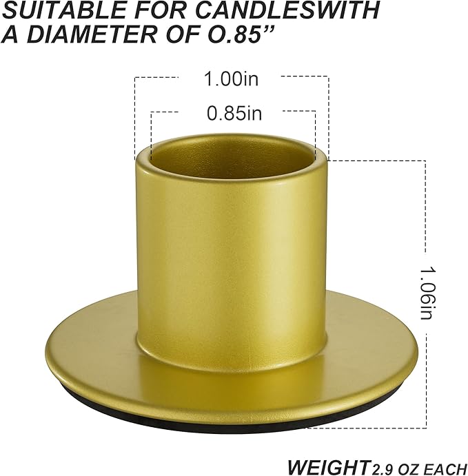 2 PCS Gold Candle Holders - Elegant Taper Candle Holders, Classic Gold Candlestick Holders for Table Centerpiece, Festive Christmas Mantel Display or Sophisticated Home Decor