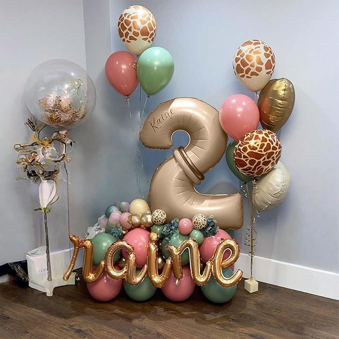 Nude Balloon Number 4, 40 Inch Large Self Inflating Brown Foil Number Balloons 0-9, Giant Apricot 4 Digital Helium Balloon for 4th 14th Girls Boys 40th Women Men Birthday Party Celebration Decorations