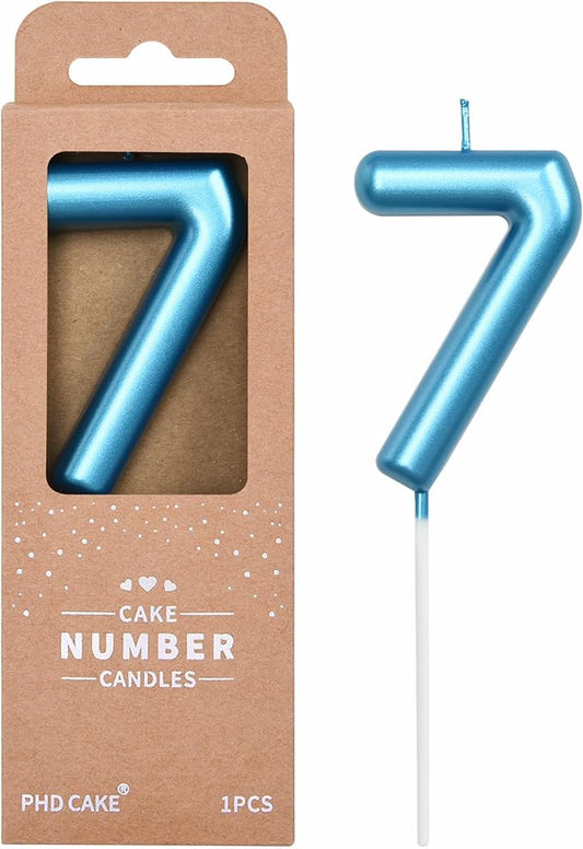 PHD Cake 2.76 inch Classical Blue 7 Number Birthday Candles for Party Celebration