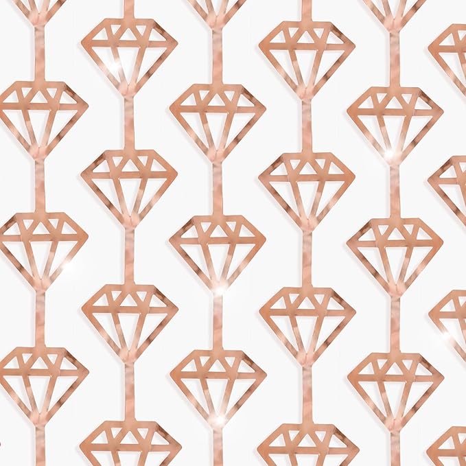 KatchOn, Rose Gold Diamond Foil Curtains - Pack of 2 | Diamonds Backdrop Curtains | Denim and Diamond Party Decorations | Rose Gold Backdrop for Anniversary, Birthday, Bachelorette Party Decorations