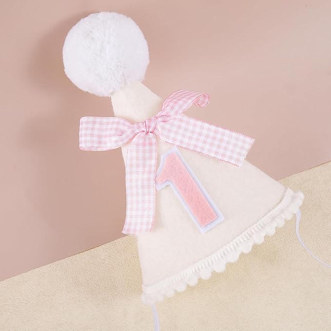 Bow Half Birthday Hat for Her – Pink 1/2 Crown, Half Way to One Bday Baby Girl Party Hat Decor, Cake Smash Outfit