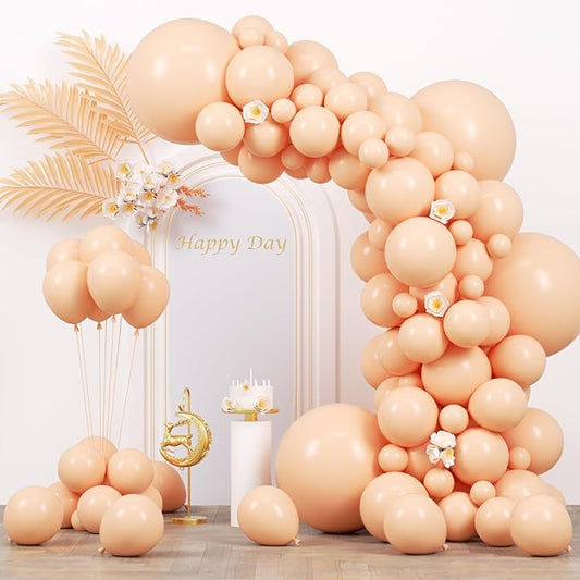 Voircoloria 130pcs Pastel Orange Balloons Different Sizes 18" 12" 10" 5" Peach Latex Balloon Garland Arch Kit for Birthday Baby Shower Graduation Wedding Gender Reveal Party Decorations