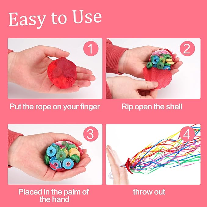 Confetti Poppers, 10 Pack Plastic No Mess Streamers, Party Poppers for Birthday,Wedding,Celebrations,Graduation Party (Colorful 2, 10 Pack)