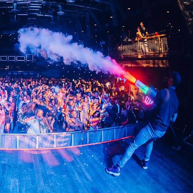 Handheld CO2 Cannon 7 Colors LED CO2 Confetti Gun Color-Changing Electric Confetti Cannon Machine CO2 DJ Smoke Gun 110V 20W for Stage Effect, Disco, Theater, Wedding, Party