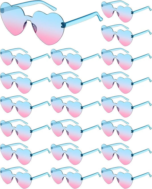 Frienda 20 Pairs Heart Shaped Sunglasses Rimless Candy Color Glasses for Women Men Party Favor
