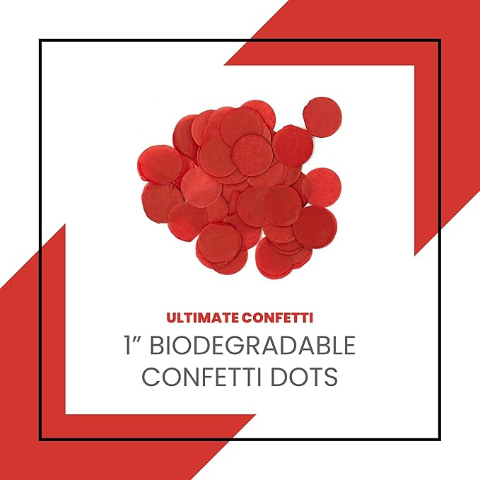 Ultimate Confetti, Red Biodegradable Confetti Circles - Flame-Resistant and Slow-Falling Round Tissue Paper Confetti for Cannon and Launcher use – Best for Celebrations - 1 lb, 16 oz