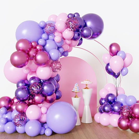 Lukiituke Pink and Purple Balloon Arch Kit, 134Pcs Light Purple and Pink Balloons, 4 Sizes Light Pink Purple Balloons for Wedding Bridal Baby Shower Birthday Party Decorations