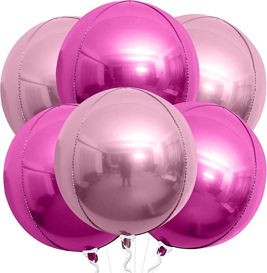 KatchOn, Pink Mylar Balloons - 22 Inch, Pack of 6 | Metallic Pink Foil Balloons for Baby Shower, Bachelorette, Princess Birthday Party Decorations | Mothers Day Balloons for Mothers Day Decorations