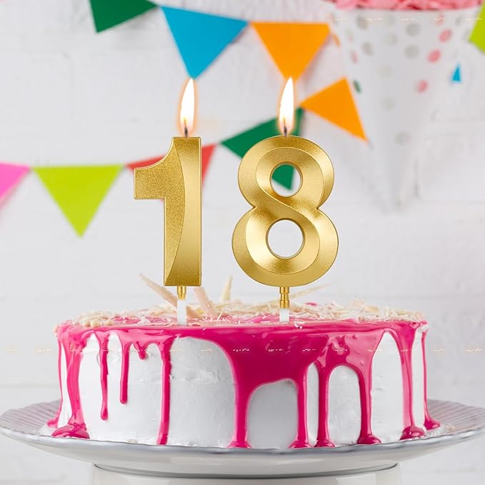Birthday Candles, 1.96 Inch Number 19 Happy Birthday Candles, Number Candles Decoration for Birthday Party and Anniversary Celebration(Champagne Gold)