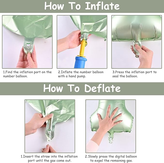 Sage Green Balloon Number 8, 40 Inch Large Self Inflating Foil Number Balloons 0-9, Olive Green Digital 8 Helium Balloon for 8th Girls Boys Women Jungle Safari Birthday Party Anniversary Decorations