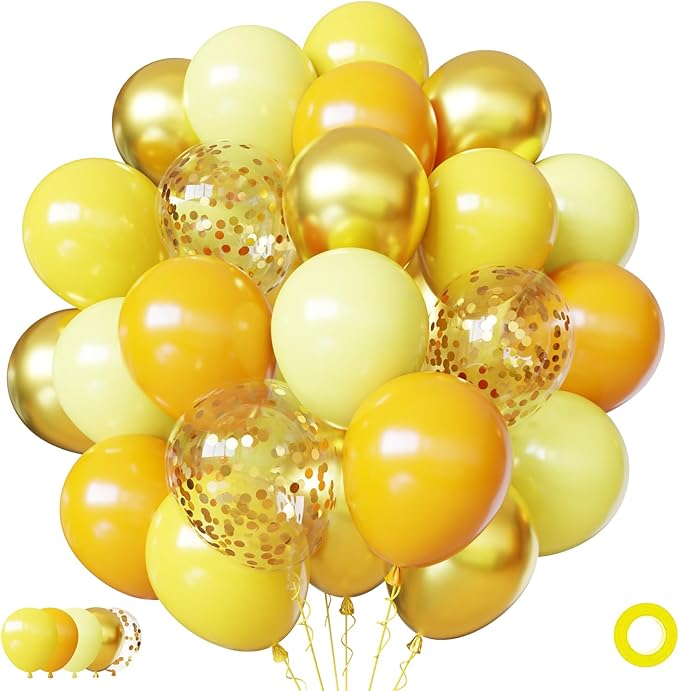 Yellow Balloons Kit, 65Pcs Light yellow Balloon, 12in Pastel Lemon Yellow Latex Balloons for Birthday Wedding Baby Shower Bride Sunflower Theme Party Decoration