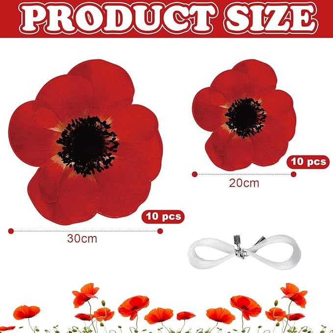 Preboun 20 Pcs Wizard Themed Party Decorations Red Poppy Flowers Hanging Garlands, Red Flower Hanging Banners Ceiling Poppy Cutouts Decor for Classroom Wizard Birthday Shower Party Favor