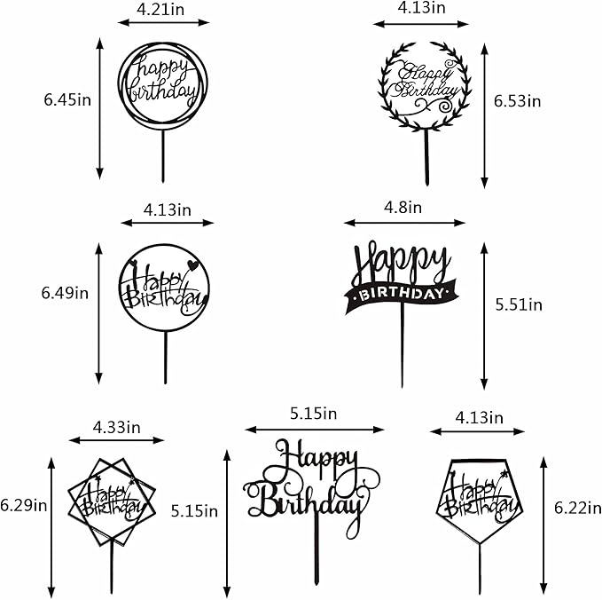 Acrylic Happy Birthday Cake Topper Birthday Cupcake Topper Cake Pick Decorations for Birthday Party Cake Desserts Pastries 4 Colors 7 Styles