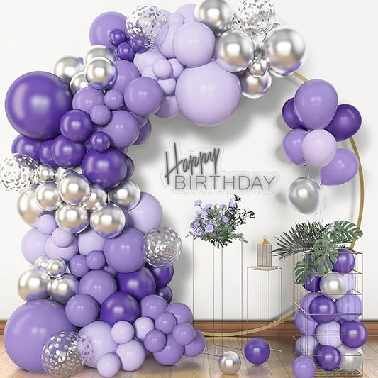 Archloon 156pcs Balloon Garland Arch Kit, Different Sizes 18 12 10 5 inch Lavender Latex Metallic Balloons for Girls Women Wedding Birthday Baby Shower Party Decorations Supplies