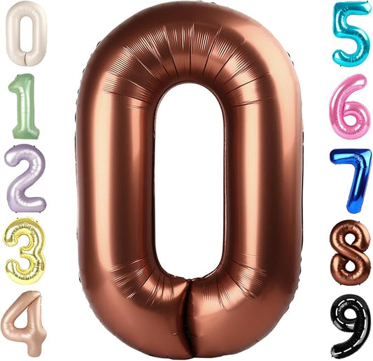 Number 0 Balloons 40 Inch Coffee Brown Number Balloons for 10 20 30 40 50 60 70 80 90 100 Numbers Balloon Birthday Decorations Wedding Event Baby Shower