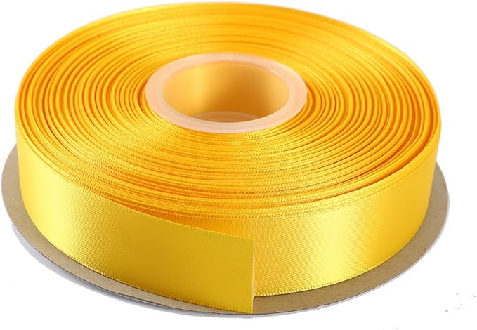 ITIsparkle 1" Inch Double Faced Satin Ribbon 50 Yards-Roll Set for Gift Wrapping Scrap Books Party Favor Hair Braids Baby Shower Decoration Floral Arrangement Craft Supplies, Maize Ribbon