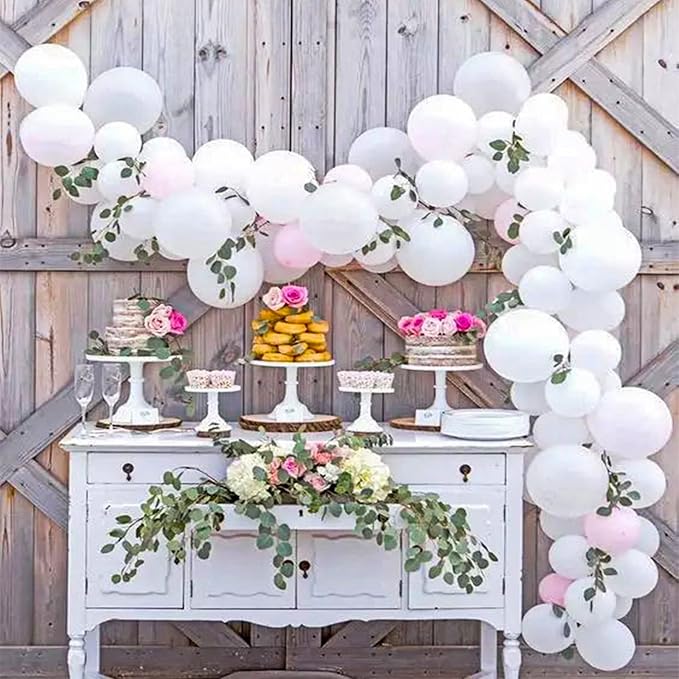 White Balloon Different Sizes, 111Pcs 18 12 5 Inch Matte White Latex Balloon Arch Kit Garland for Wedding Bridal Graduation Baby Shower Birthday Party Decorations