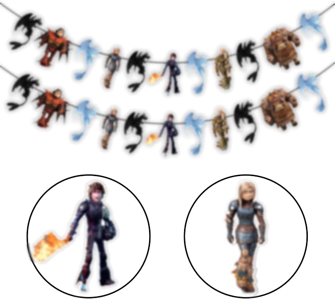 How to Train Your Dragn Garland Decoration – Fantasy Dragon Theme Hanging Garland for Birthday Celebration Setup, Wall and Backdrop Display, Party Room Decoration, Photo Area Styling.