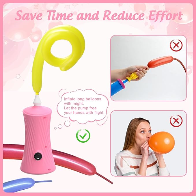 Balloon Pump Electric Air Pump for Long Balloon Inflator Blower Machine for Birthday Party Celebration Balloons Decorations for Twisty Animal Balloons