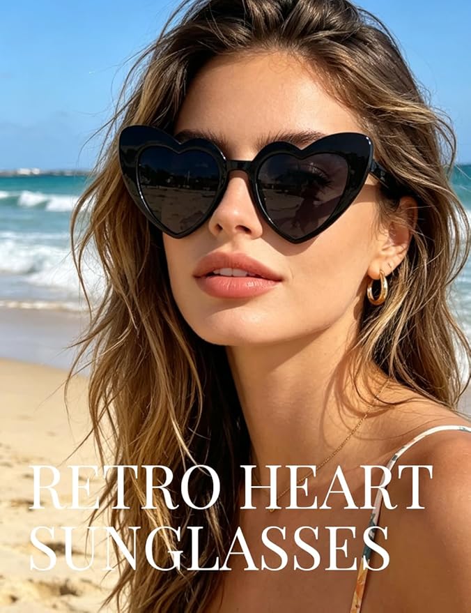 8 Pack Heart Sunglasses Vintage Cat Eye Heart Glasses Retro Bachelorette Bride Sunglasses Bulk for Women