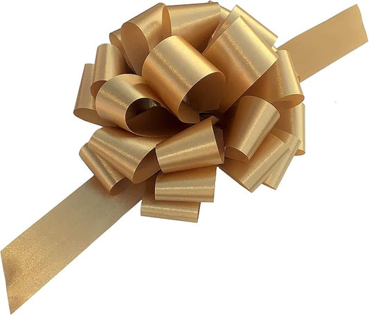 Large Gold Ribbon Pull Bows - 9" Wide, Set of 6, St. Patrick's Day, St. Paddy's Day, Gift Wrapping, Wreaths, Bows, Present