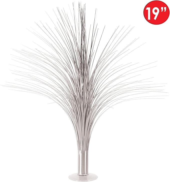 Beistle 2-Pack Metallic Spray Centerpiece, Shimmering Silver Decoration for New Years, Awards Night, & Birthday Parties, Table Decor for Events, 19”