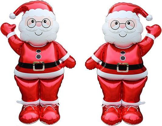 2pcs 61" Large Size Standing Santa Claus Foil Balloon, For Christmas Decoration, Christmas Tree Decoration and Xmas Party Supplies, Birthday Party Photo Booth Props