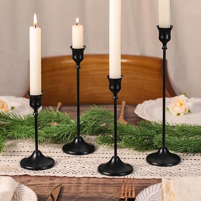 Candlestick Holders, 12PCS Taper Candle Holder for Candlesticks, Black Candle Holders for Table Centerpiece, Wedding, Party