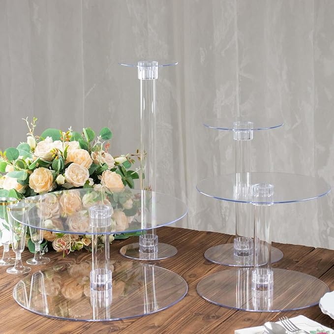 Efavormart Lovely 4 Tier Acrylic 16 inch Crystal Glass Clear Cake Dessert Decorating Stand For Birthday Xmas Party Wedding