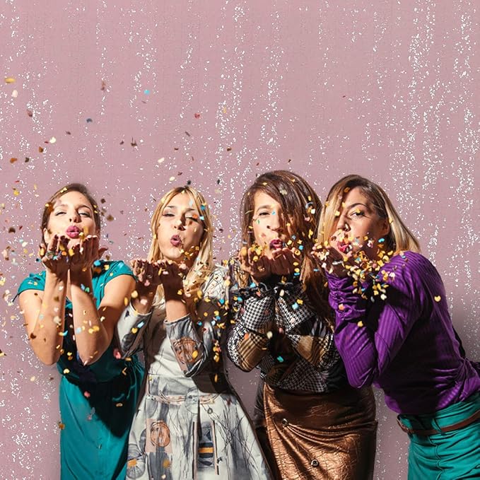 Juya Delight 6ft x 8ft Pink Sequin Photography Backdrop Curtain for Party Banquet Festival Wedding Anniversary Exhibition