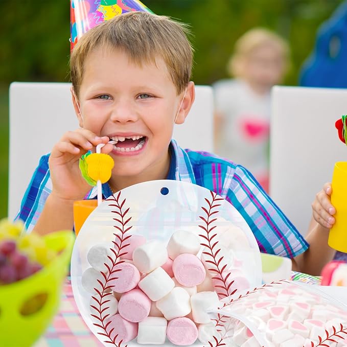 Resurhang 60 Pcs Baseball Treat Bags Candy Zipper Cute Baseball Food Goodie Gifts Bags Resealable Sport Themed Snack Candy Containers for Sport Birthday Baby Shower Supplies