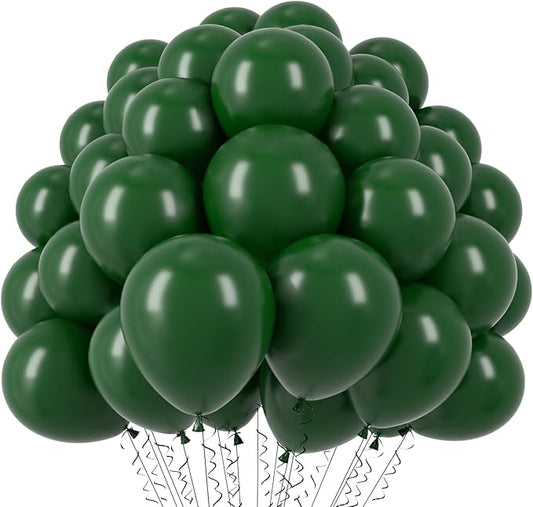 Voircoloria 110pcs Dark Green Balloons 12inch Green Latex Party Balloons for Birthday, Graduation, St. Patrick's Day, Christmas, Baby Shower, Dinosaur Party, Anniversary Party Decorations