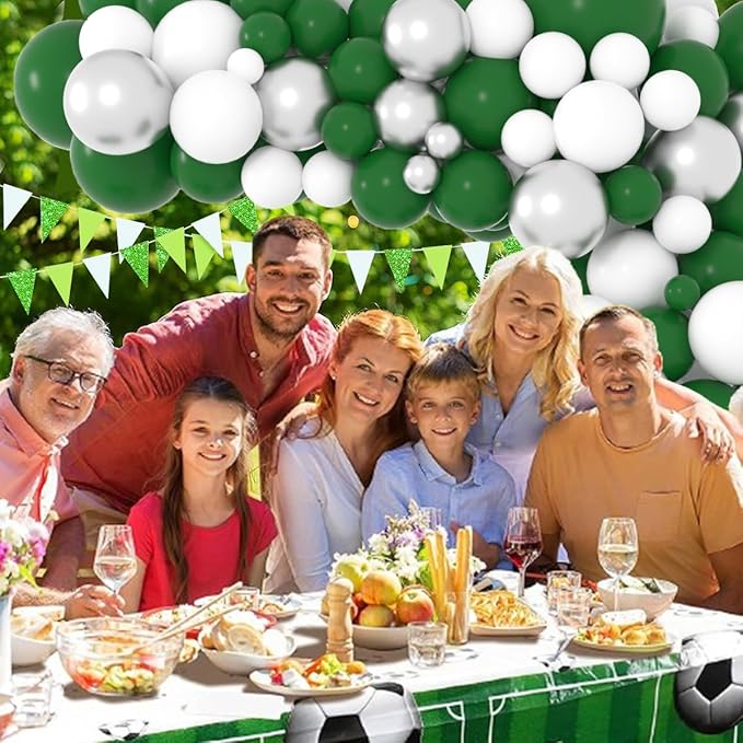 Dark Green White Silver Balloon Arch Garland Kit - Forest Green White Balloon Arch Metallic Silver Balloon for Wedding Engagement Graduation Retirement Birthday Party Decorations