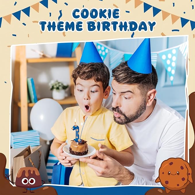 MTLEE Number Birthday Candle Themed Candles Cookies Cake Topper for Girl Boy Cartoon Birthday Party Cake Decorations Supplies (Blue B,Number 1)