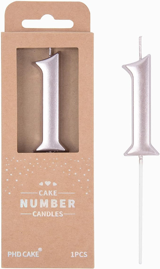 PHD CAKE 2.76 Inch Elegant Rose Gold 1 Number Birthday Candles, Rose Gold Number Candles, Cake Number Candles, Party Celebration
