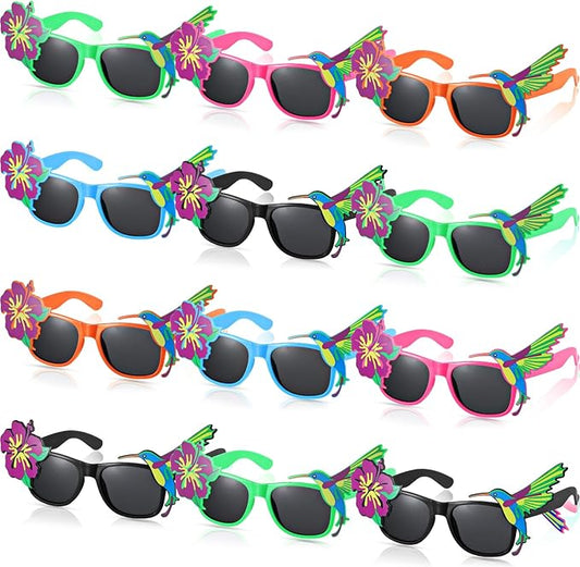 Jerify 12 Pairs Luau Party Sunglasses Summer Hawaiian Eyeglasses Beach Eyewear Plastic Novelty Glasses for Adult(Tropical)